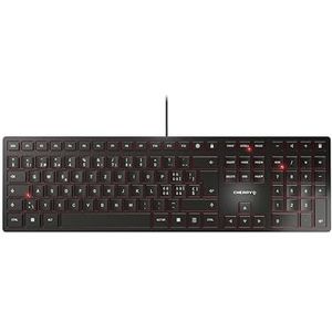 CHERRY KC 6000 SLIM, Ultraplat ontwerp toetsenbord, Zwitserse indeling (QWERTZ), Bedraad (USB-A-aansluiting), Stille toetsen, Duurzame labeling, Zwart