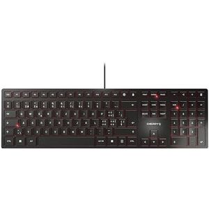 CHERRY KC 6000 SLIM, Ultraplat ontwerp toetsenbord, Zwitserse indeling (QWERTZ), Bedraad (USB-A-aansluiting), Stille toetsen, Duurzame labeling, Zwart
