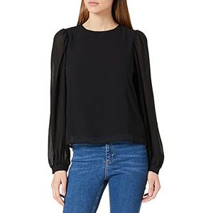 Object Vrouwelijke blouse met ballonmouwen, zwart, 34
