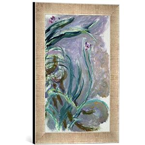 Ingelijste afbeelding van Claude Monet Iris, 1924-25 inch, kunstdruk in hoogwaardige handgemaakte fotolijst, 30 x 40 cm, zilver Raya
