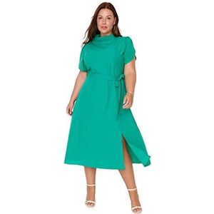 Trendyol Midi A-lijn dames plus size jurk, groen, 44, Groen, 70