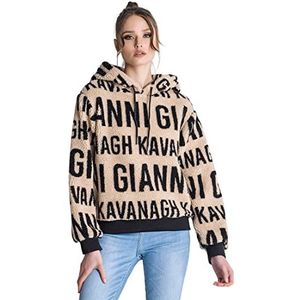 Gianni Kavanagh Beige Queens Sherpa Hoodie Sweatshirt, XL Women