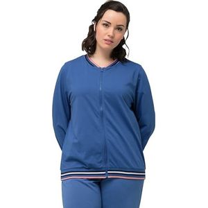 Ulla Popken, Dames, grote maten, loungewear jas, blauw, 42/44