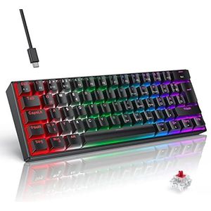 TECURS - Mechanisch Gamingtoetsenbord - Zwart - 60% QWERTZ - Bekabeld