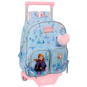 Safta Frozen Ice Magic kinderrugzak met trolley 705, ideaal voor kinderen van verschillende leeftijden, comfortabel en veelzijdig, kwaliteit en duurzaamheid, 28 x 10 x 34 cm, Lichtblauw, M, Casual