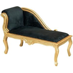 Biscottini Relaxstoel Paolina L95 x PR49 x H 69 cm, zwart fluweel - 2-zitsbank - slaapstoel - chaise long-stoel - lounge stoel