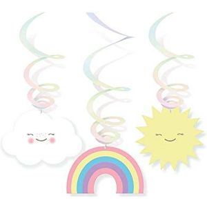 Amscan 9904315 6 decoratieve spiralen Rainbow & Cloud, meerkleurig