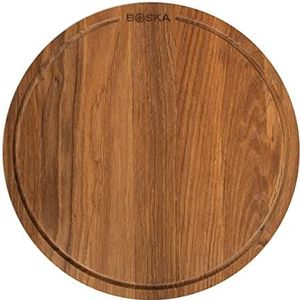 Boska Pizzaplank Friends M/Eikenhouten serveerplank/Pizza, tapas en ander voedsel/Handige opvanggeul/Bruin / ⌀ 29 cm