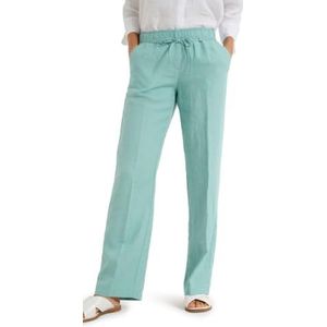 Brax Farina linnen damesbroek met casual silhouet, vrijetijdsbroek, sage, 27W / 30L