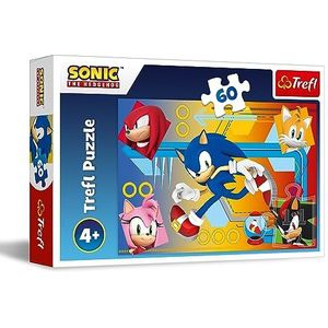 Trefl - Sonic The Hedgehog, Sonic in Actie - Puzzel met 60 Stukjes - Kleurrijke Puzzel met de Personages uit het Sonic-spel, Creatieve Ontspanning, Plezier voor Kinderen vanaf 4 jaar