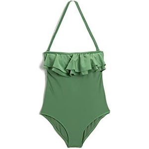 Koton Dames halternek Ruffle Suit Swim Trunks, groen (778), 36