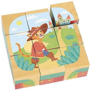 Vilac- Cubes van hout, Les Contes, 2407, meerkleurig