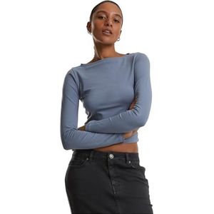 Urban Classics Ruffled Damesshirt met lange mouwen, met ruches, slimfit, maten XS-5XL, Cloudsky, XS