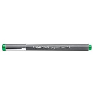 Staedtler 308 03-5 VE pigment liner (fineliner met hoogwaardige pigmentinkt, waterbestendig, lichtbestendig, onuitwisbaar, lijnbreedte 0,3 mm, etui met 10 pigment liners) groen
