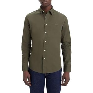 Levi's Herenoverhemd met lange mouwen voor batterij, Housemark, groen (olive night), XS