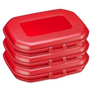 Westmark Set, 3-delig: 3 broodtrommels/snackboxen, met kliksluiting, hoogte: elk ca. 3,7 cm, kunststof, mini, rood, 235122E3