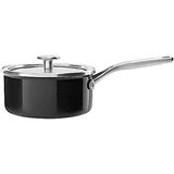 KitchenAid Steel Core Emaille 18cm/2 Liter Steelpan met Deksel, Duits Engineered Emaille, Inductie, Ovenbestendig, Vaatwasmachinebestendig, Onyx Zwart