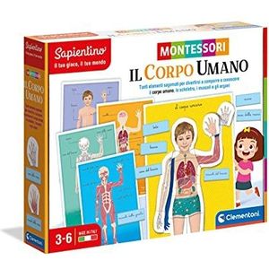 Clementoni - 16373 Sapientino Montessori - Het menselijk lichaam - Montessori-spel 3 jaar, educatief spel van het menselijk lichaam, anatomie en taalontwikkeling - Made in Italy