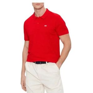 Tommy Jeans Heren TJM Slim Placket Polo S/S, Diepe Crimson, XL