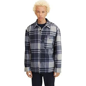 TOM TAILOR Denim Uomini Overshirt jas met ruitpatroon 1032438, 30497 - Blue Cream Check, S