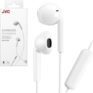 JVC HAF17MW oordopjes hoofdtelefoon met microfoon en afstandsbediening - wit
