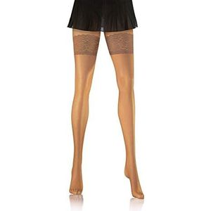 Sesto Senso Dames Fishnet Kousen Ophouden Hold Up Stockings Kant 1 Paar 1/2 Antilope Beige 1
