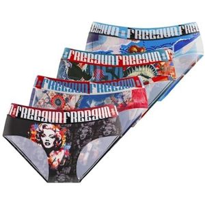 FREEGUN Damesslip, microvezel, vrouwelijk ondergoed, comfortabel en ultrazacht (4 stuks), turquoise/zwart/rood, XS