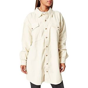 Urban Classics Overshirt voor dames, lange corduroy, hemdjas met twee borstzakken en jaszakken, maat XS tot 5XL, witzand., XS