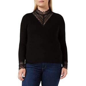 ONLY Dames Onltilde L/S High Neck Lace Top JRS Noos shirt met lange mouwen, Zwart/Detail: zwart kant, XL