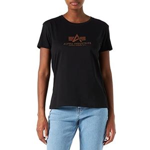 ALPHA INDUSTRIES New Basic T Wmn Foil Print T-shirt, zwart/goud, S