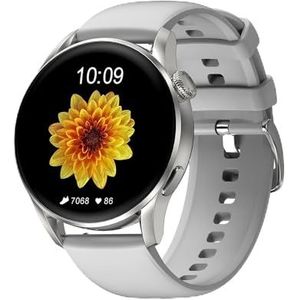 DAM DT3 Smartwatch met meldingen, gedeeld display, multisport-modi en hartslagmonitor, 4,5 x 1,2 x 5 cm, kleur: wit, Normaal