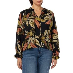 NALLY Dames blouseshirt 21325581-NA02, zwart meerkleurig, XL, Zwart meerkleurig., XL