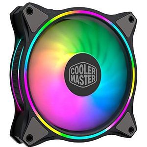 Cooler Master MasterFan MF140 Halo Duo-Ring ARGB 3-pins ventilator, 24 onafhankelijke LED's, 140 mm PWM statische drukventilator, absorberende pads voor computerbehuizing en vloeistofradiator