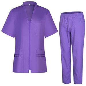 MISEMIYA - Dames gezondheidsuniform - dameshemd en broek - werkkleding voor dames 712-8312, Lila, S