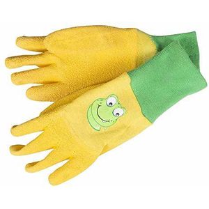 Gebol Kinderhandschoen Froggy groot 5 katoen met latex crinkle coating, geel, 528932