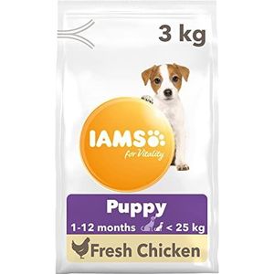 IAMS for Vitality Junior Hondenvoer droog - puppyvoer voor puppy's van 1-12 maanden, geschikt voor kleine en middelgrote rassen, 3 kg