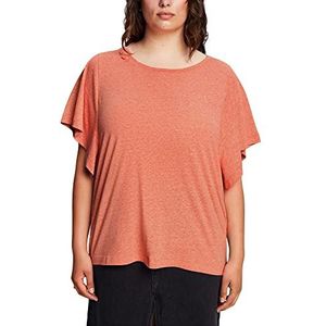 ESPRIT Curvy T-shirt met XL-mouwen, Coral Oranje, 50 NL