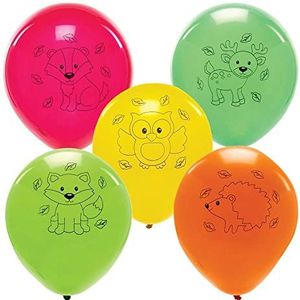 Baker Ross FX163 Bosdieren Feestballonnen - Pak van 10, Latex Verjaardag Kleurrijke Ballonnen, Kinderfeestversiering, Feestbenodigdheden