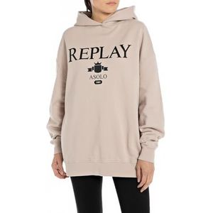 Replay Oversized damespullover met capuchon Pure Logo collectie, 893 Light Beige, XXS