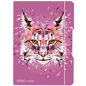 herlitz 50027293 notitieboekje flex met verwisselbare kaft, A5, 40 vellen gestippeld, motief: Wild Animals Lynx, 1 stuk