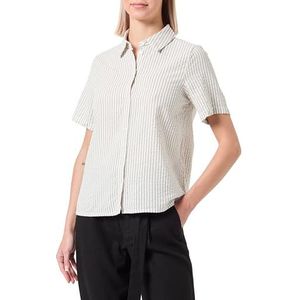 PIECES Dames Pcsally Ss Shirt Noos Blouse, Tea/Stripes: cloud Dancer, S