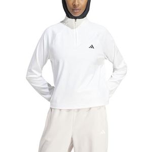 adidas Dames Train Essentials Minimal Branding 1/4-Zip Cover Up, white, L