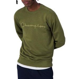 Champion Legacy Icons Tonal Logo Heavy Spring Terry Crewneck Sweatshirt voor heren, Olijfgroen, L
