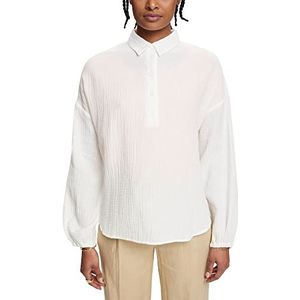 edc by ESPRIT Gestructureerde katoenen blouse, wit, L