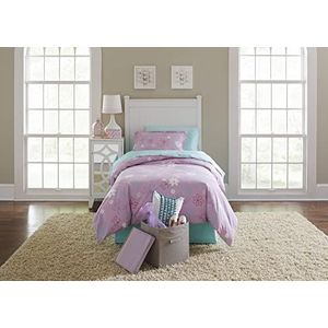 Lullaby Bedding Butterfly Garden Full Cotton Printed 4 PC Trooster Set, Wit, Roze, Paars