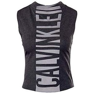 Calvin Klein Jeans Dames Mock Neck Cropped Muscle Ww Top, grijs (Dark Grey Heather 020), S