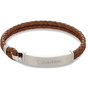 Calvin Klein Heren CK ICONIC FOR HIM Collectie Leren Armband Bruin - 35000405, Eén maat, Leer, Geen edelsteen