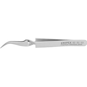 KNIPEX Gereedschap 92 91 03 Premium roestvrijstalen kruis-over grijppincet - 45° hoek-naaldpunt tips, 4-1/2"", zilver