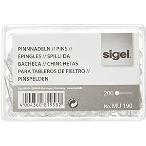 SIGEL MU190 Plastic Head Pins, 1,5 cm lang, transparant, 200 st.