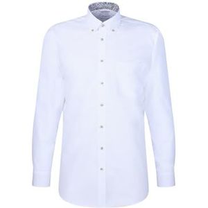Seidensticker Zakelijk overhemd voor heren, regular fit, strijkvrij, button-down-kraag, lange mouwen, 100% katoen, wit, 41